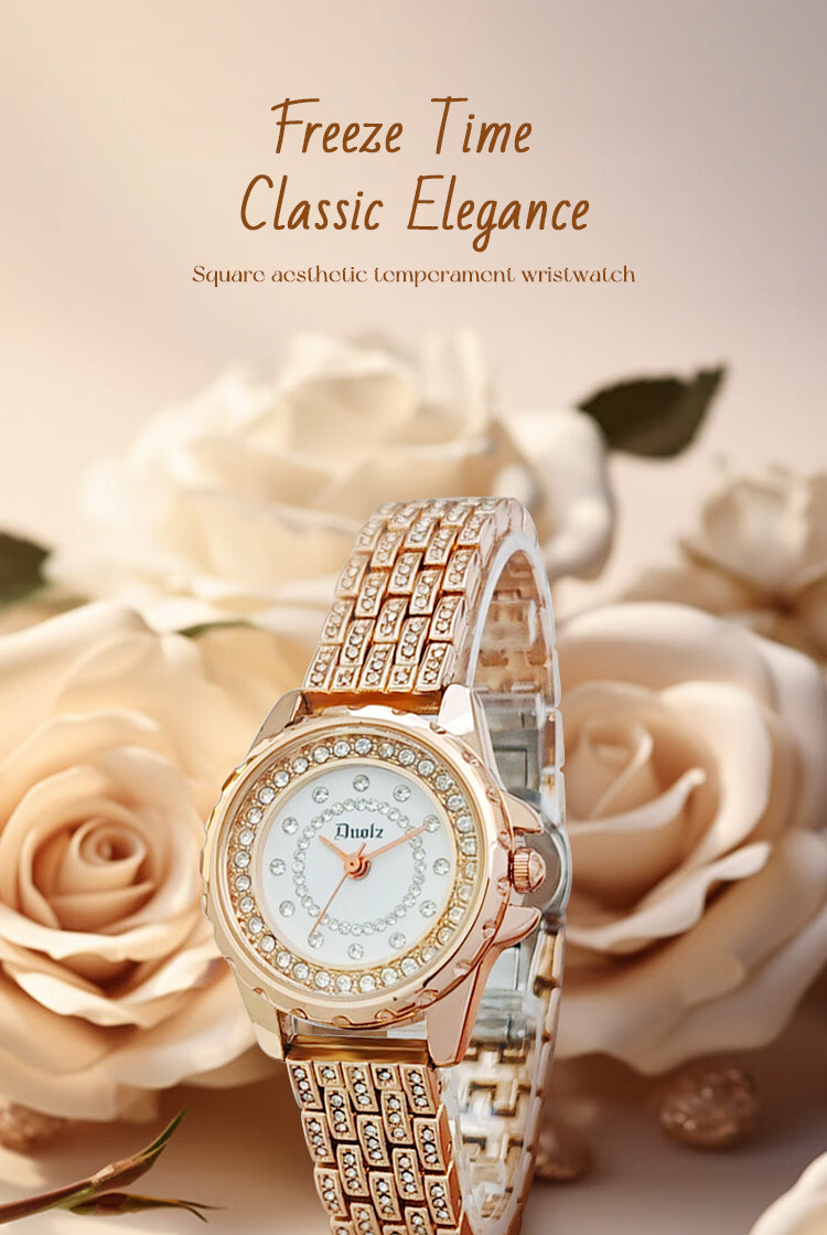 Luxury Women's Quartz Watch with Gold Accents