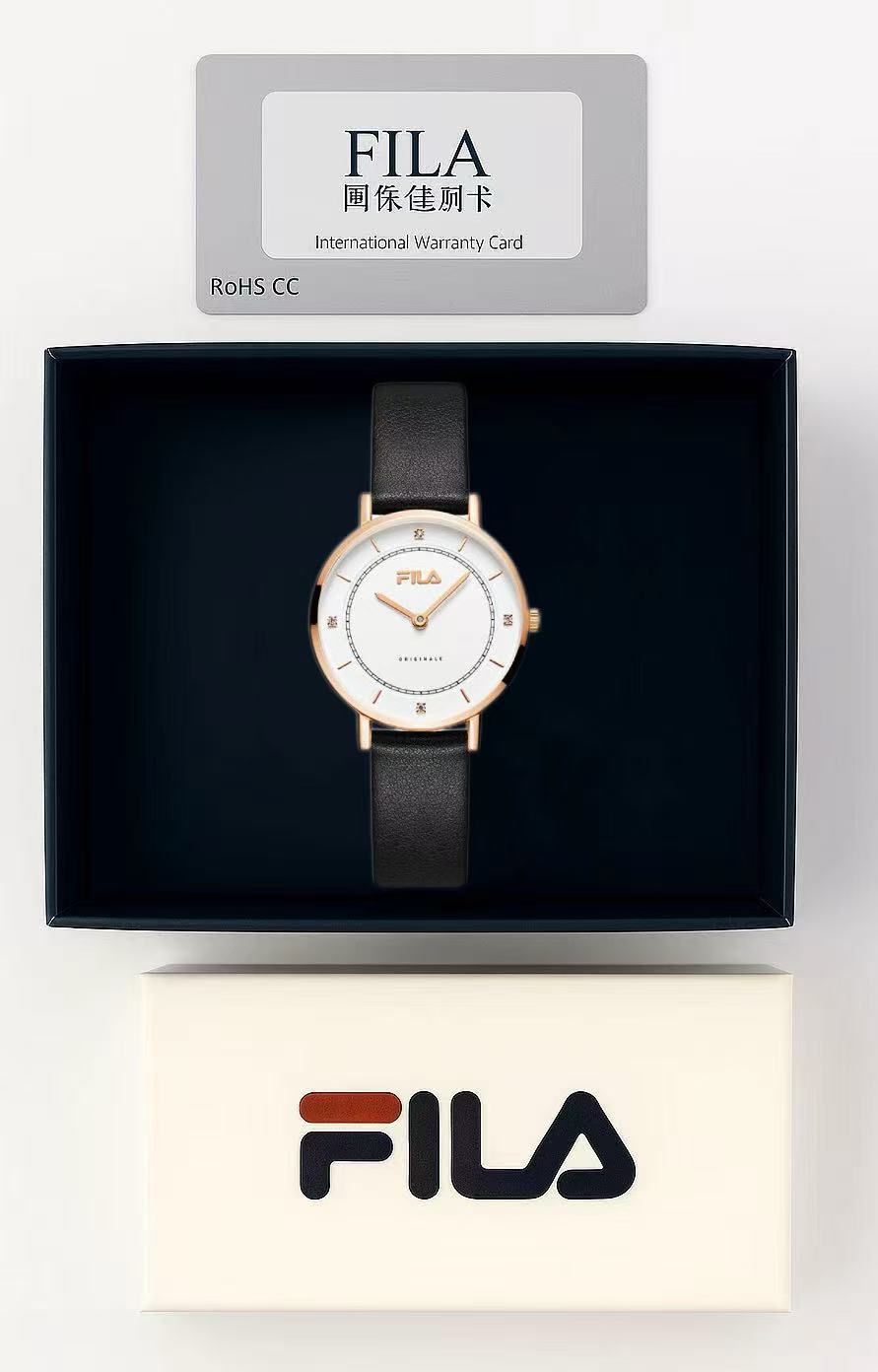 Trendy Women's Quartz Watch – Rose Gold Case & Black Croc-Embossed Leather Strap