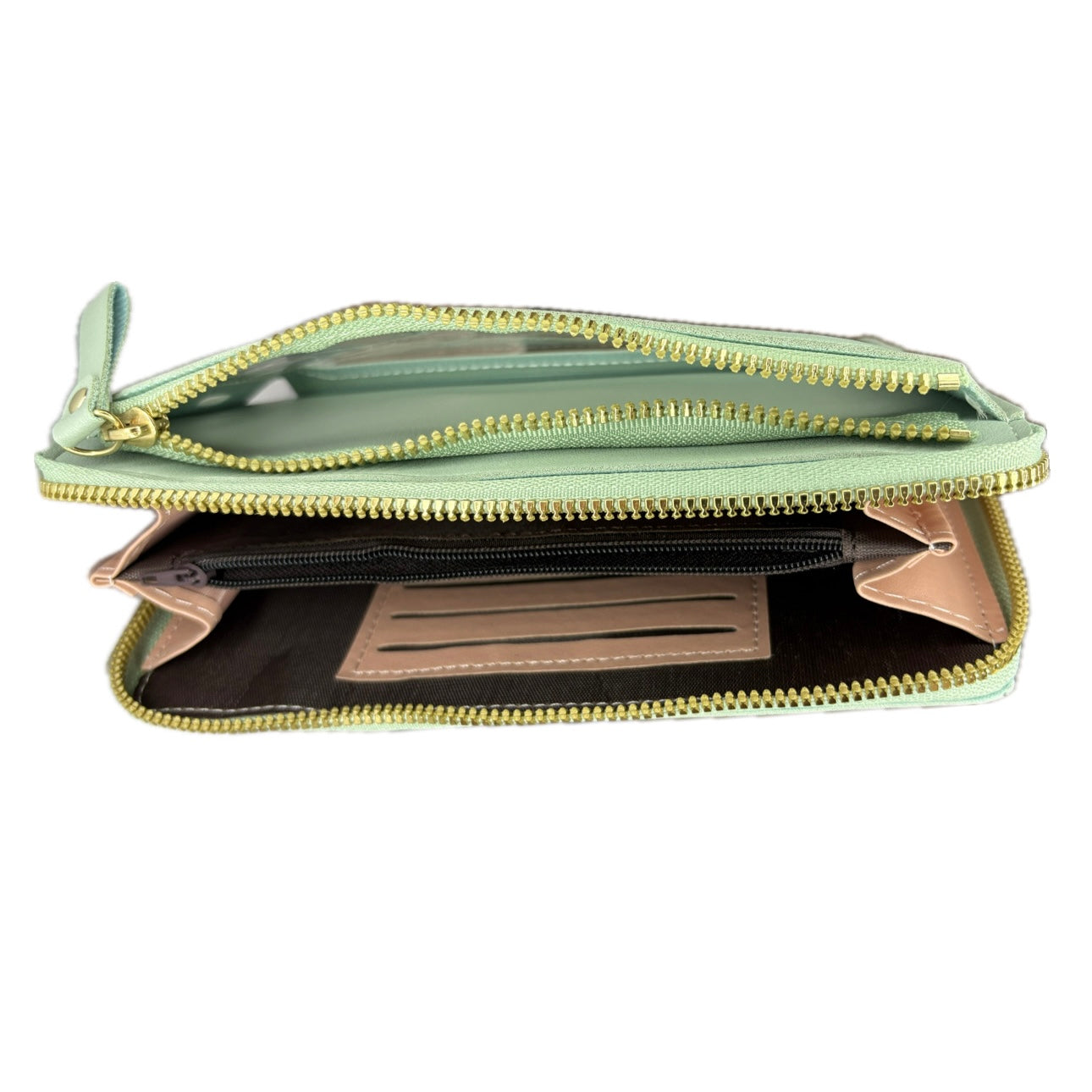 Elegant Women’s Wallet with Touchscreen Phone Holder-Mint green