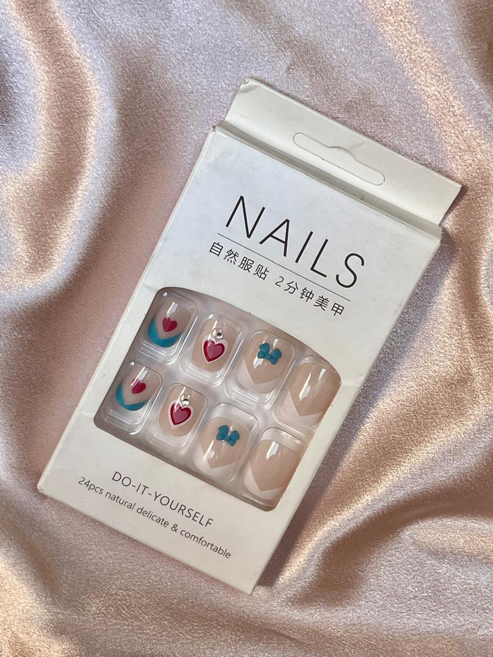 blue with pink nails