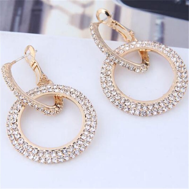 Diamond Ring Gold Earrings