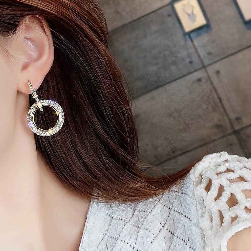 Diamond Ring Gold Earrings