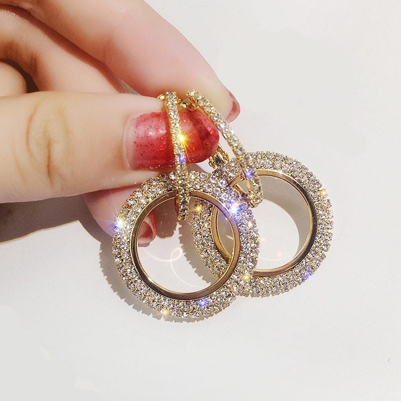 Diamond Ring Gold Earrings