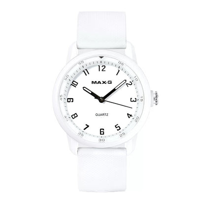 MAX-G Simple Modern Unisex Student Quartz Watch –white