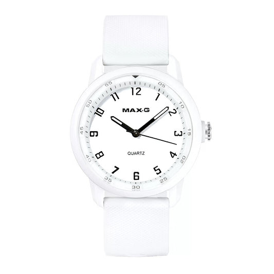 MAX-G Simple Modern Unisex Student Quartz Watch –white