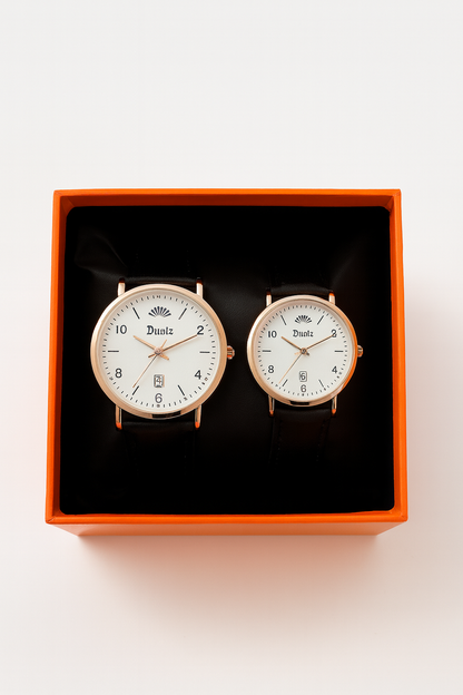 Tirense Classic Quartz Couple Watches – Elegant Leather Strap – Unisex Set