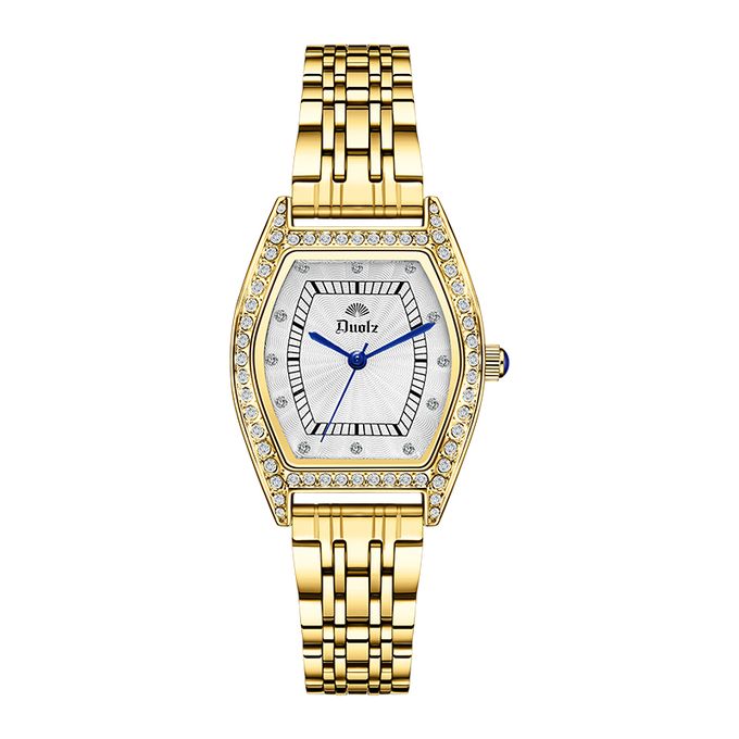 Elegant Gold-Plated Women's Watch with Crystal Bezel