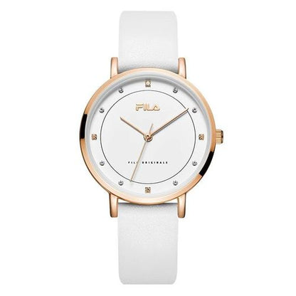 Chic Women's Quartz Watch with Minimalist White Dial and Rose Gold Case