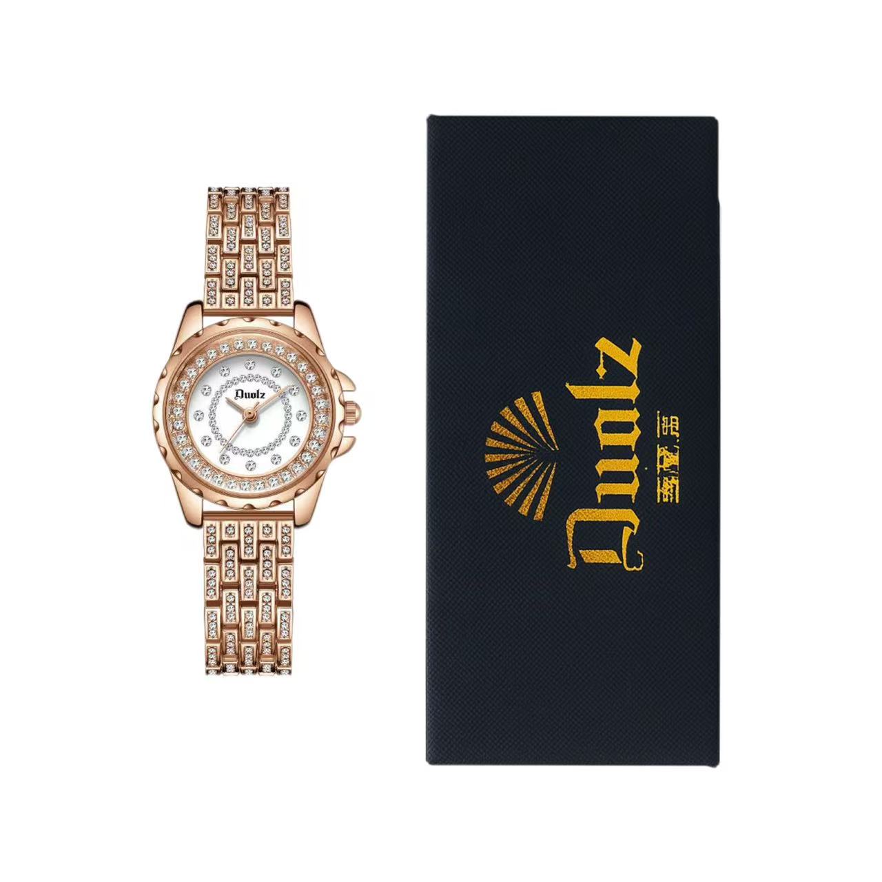 Luxury Women's Quartz Watch with Gold Accents