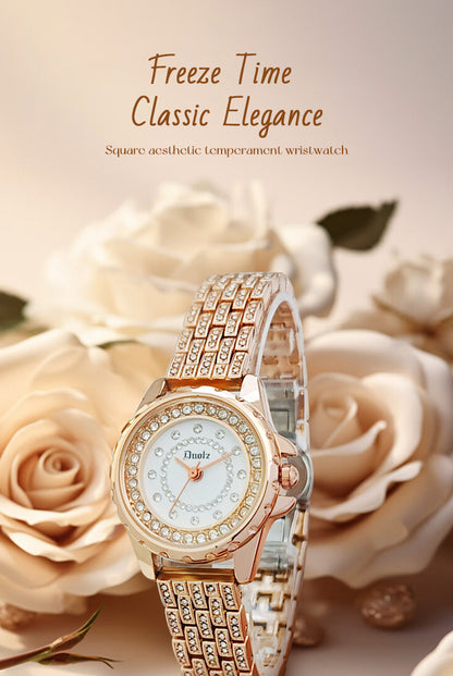Luxury Women's Quartz Watch with Gold Accents