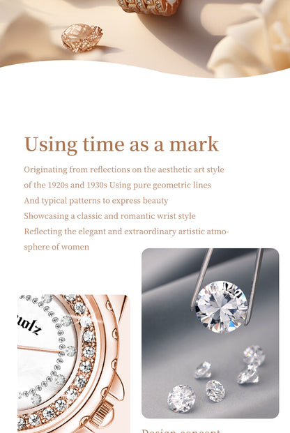 Luxury Women's Quartz Watch with Gold Accents
