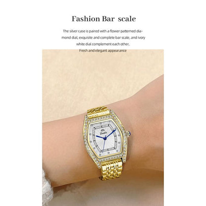 Elegant Gold-Plated Women's Watch with Crystal Bezel