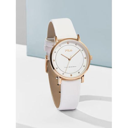 Chic Women's Quartz Watch with Minimalist White Dial and Rose Gold Case