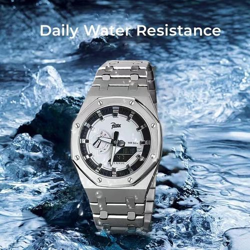Octagonal 3D-Style Multi-Function Men's Watch with Dual Movement