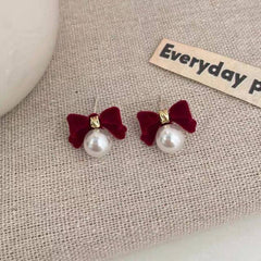 Red bow earrings