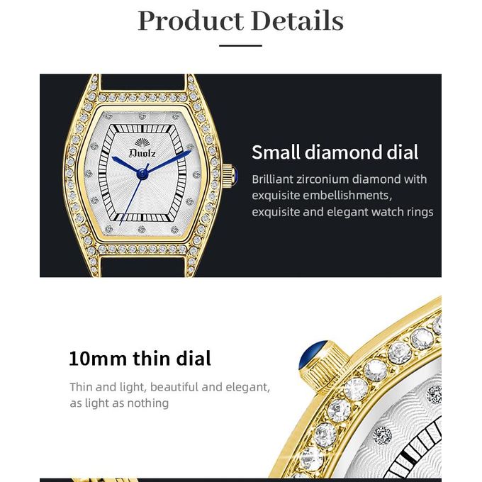 Elegant Gold-Plated Women's Watch with Crystal Bezel
