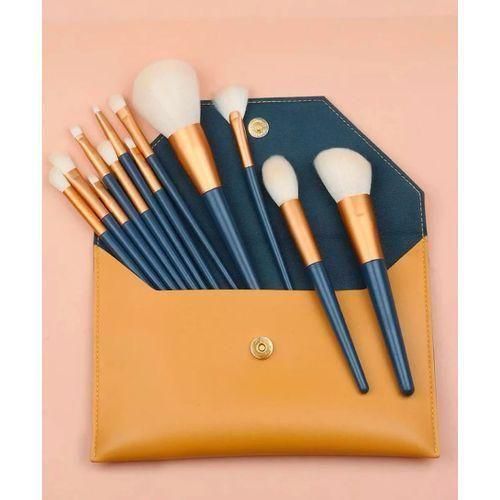 12 Pcs Makeup Brush Set with Leather Pouch, Soft Synthetic Bristles, Professional Cosmetic Kit