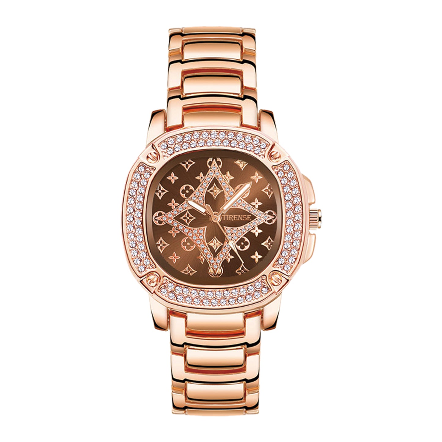 Vintage-Inspired Luxury Women's Watch with Classic Monogram Pattern