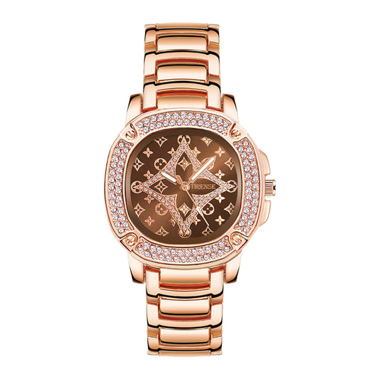 Vintage-Inspired Luxury Women's Watch with Classic Monogram Pattern