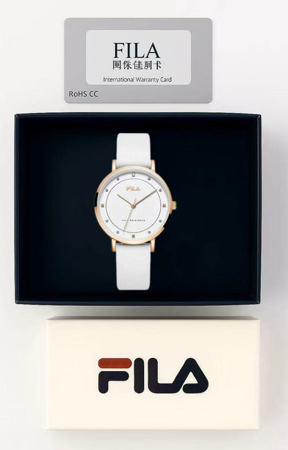 Chic Women's Quartz Watch with Minimalist White Dial and Rose Gold Case