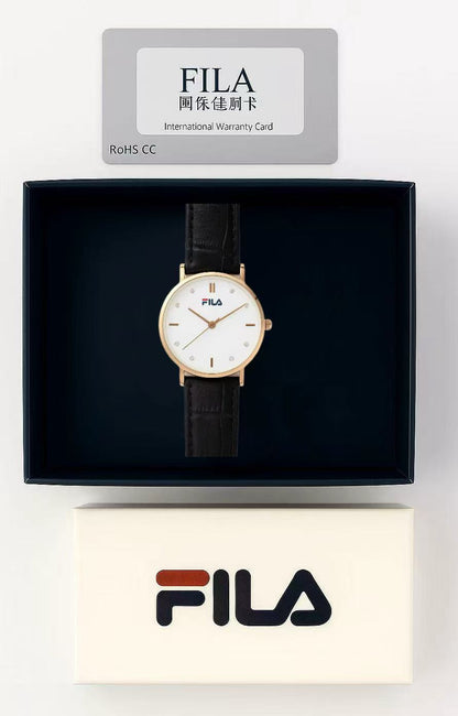 Women's Elegant Watch – Rose Gold Case & Black Strap with Crystal Accents