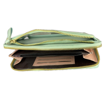 Elegant Women’s Wallet with Touchscreen Phone Holder-Mint green
