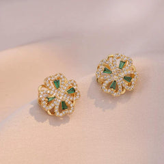 Green flower earrings