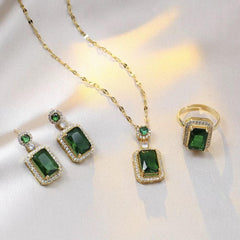 Green emeralds set