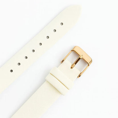 Women's Rose Gold Quartz Watch with White Leather Strap