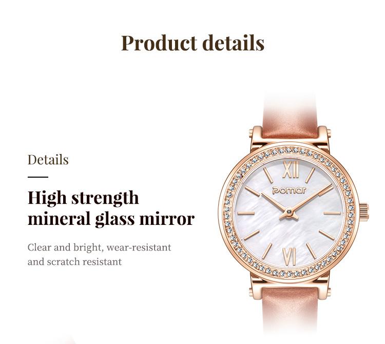 Classic Brown Leather Women's Watch with Crystal Bezel