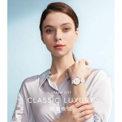 Women's stylish Crystal Accent Watch – Rose Gold Case & White Strap