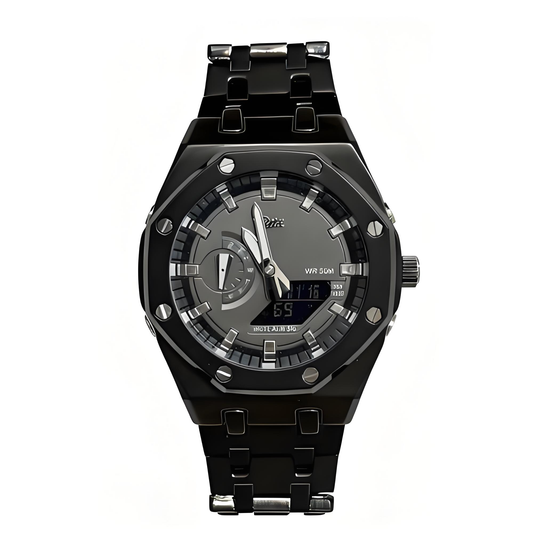 Men’s Dual Display Waterproof Watch with Alarm & LED Backlight