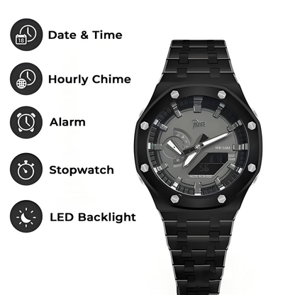 Men’s Dual Display Waterproof Watch with Alarm & LED Backlight