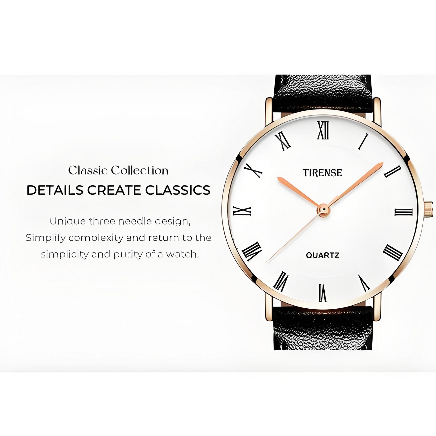 Tirense Classic Quartz Couple Watches – Elegant Leather Strap – Unisex Set