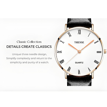 Tirense Classic Quartz Couple Watches – Elegant Leather Strap – Unisex Set
