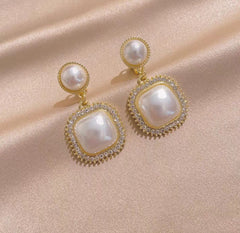 White Square Earrings