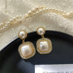 White Square Earrings