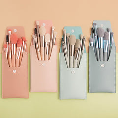 8 ps brushes with leather bag