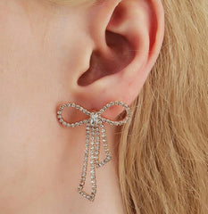 Bow Long Elegant Drop Earrings