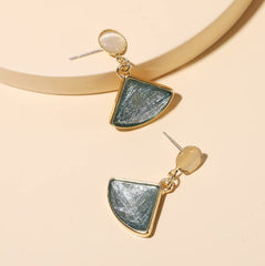 Triangle Green pearl Earrings