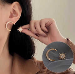 Moon & Star Stud Earrings