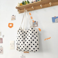 Black Dot Casual Tote Bag With Thin Shoulder